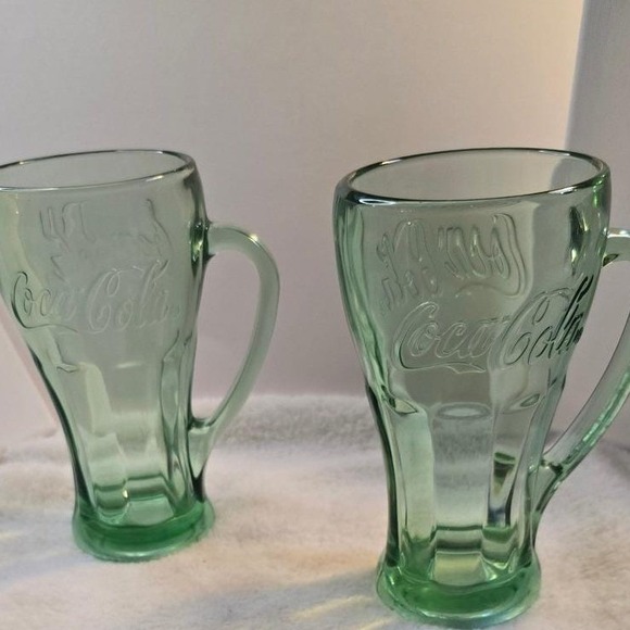 Coca Cola Other - 2 Vintage Coca-Cola Georgia Green Embossed Mugs 1970s–80s Soda Fountain Glasses